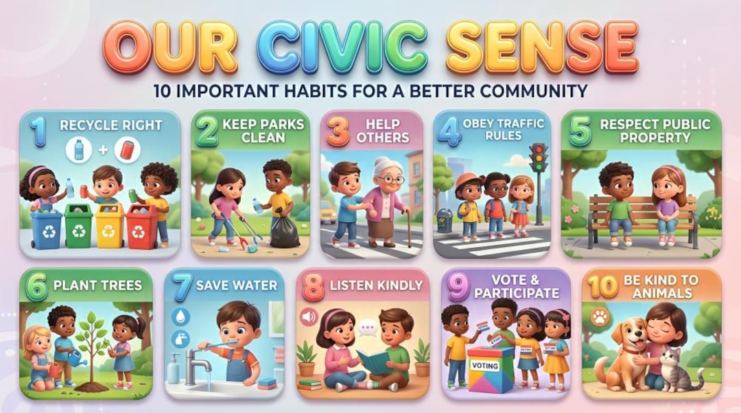 Civic Sense Posters for Kids, Good Habits Chart, Montessori Learning ...