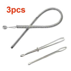 May include: Three silver-colored ear cleaning tools. One tool has a spring-like design, and the other two have different tip shapes. The text "3pcs" is in red in the upper left corner.