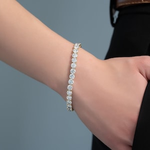 5CT tennisarmband med labbodlade diamanter -/5 CT runt armband med passform / E.F-färg, VS Clarity diamanter i 14K guld runt armband –