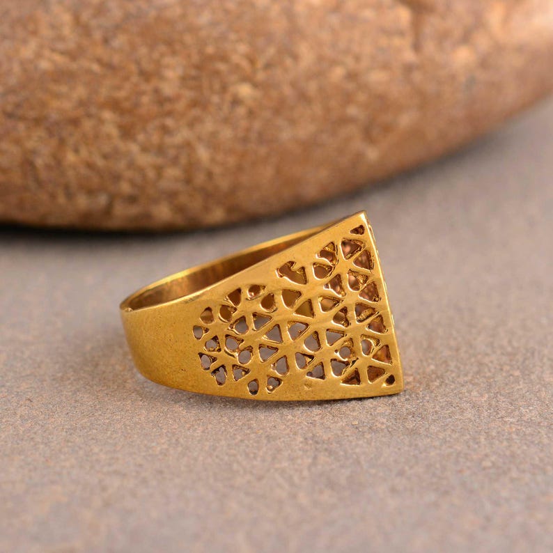 Flower Geometry Problems Flower of Life Gold Ring, Sacred Geometry Mandala Spiritual Ring, Boho ...