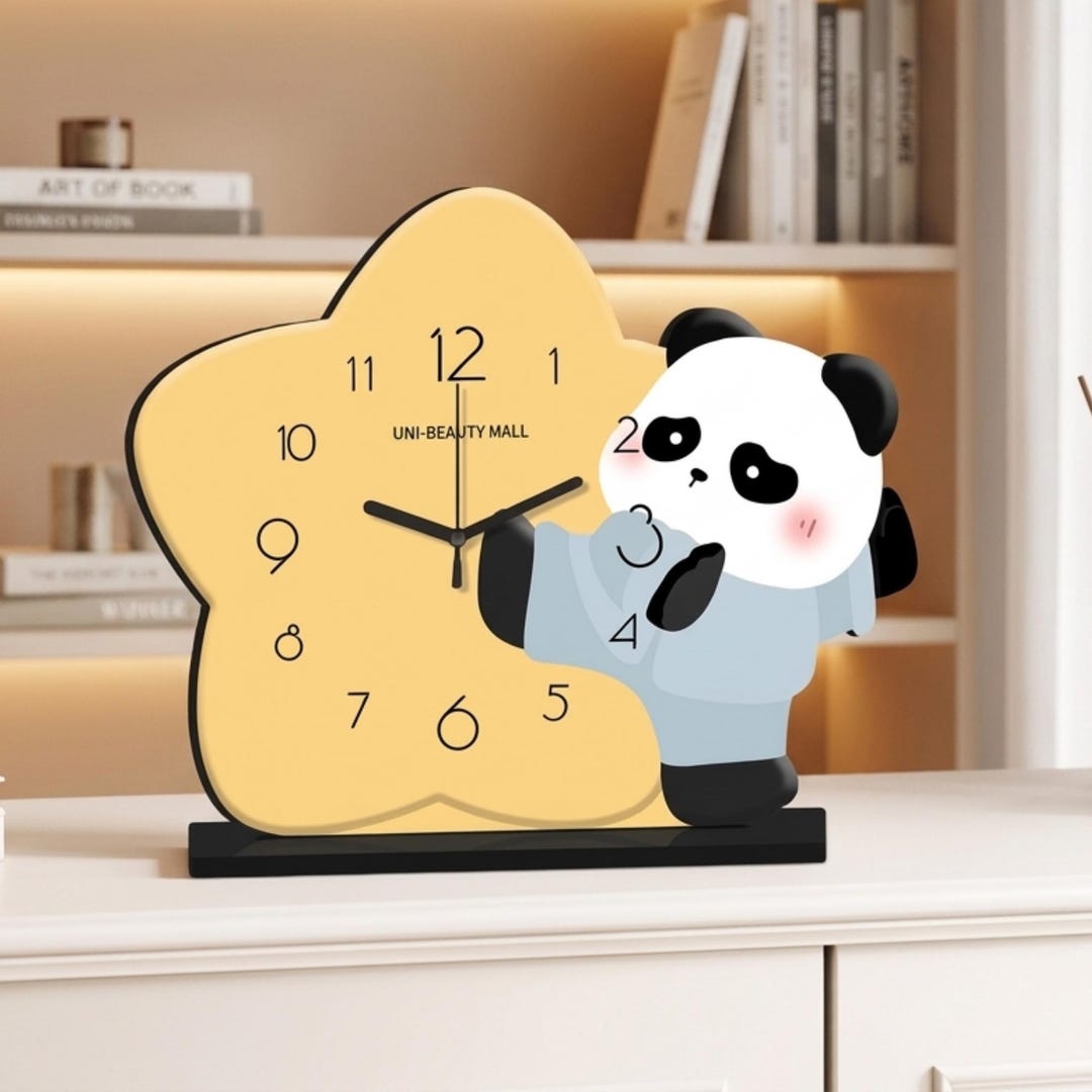 Hand Clock Panda Panda Star Desk Clock: Handcrafted Wood, Silent Mechanism, Nursery ...