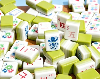 Custom Green American Mahjong | 4-Layer Green Acrylic, Hand-Painted Tiles, Great G