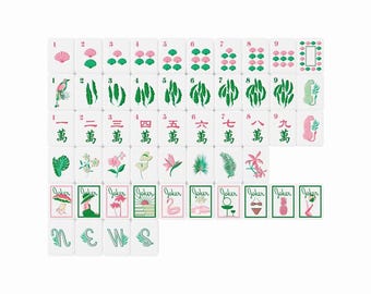 Custom Green American Mahjong | 3-layer green acrylic, 160 hand-painted kingfisher tiles, ideal gift