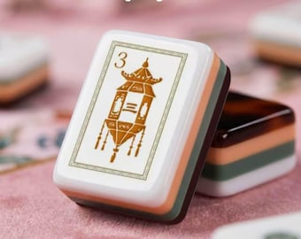 Personalisierte benutzerdefinierte amerikanische Mahjong | 4-Schicht-Schildpatt-Muster Acryl, 160 handgemalte Leopard-Blumenfliesen, Feiertags-Geschenk zu Hause