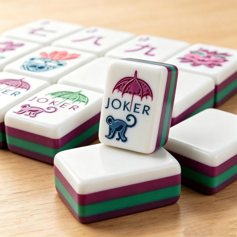 Mahjong americano personalizzato / Acrilico viola a 4 strati, 160 tessere dipinte a mano, lavorazione artigianale con sfregamento. Ideale per la casa e come regalo per le festività. Size31.5×23×16mm