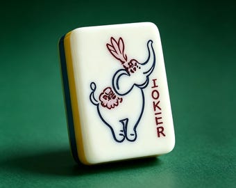 Personalized American Mahjong Set | 4-Layer Green Blue Acrylic, 160 Hand Painted Monkey Tiles, Custom Elephant Joker, Holiday Gift