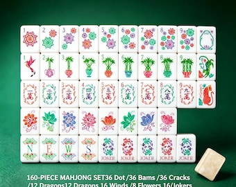 Custom American Mahjong | 4-Layer Shell Acrylic,160 Hand-Painted Tiles, Hand-Rub Craft. Ideal home use & holiday gift