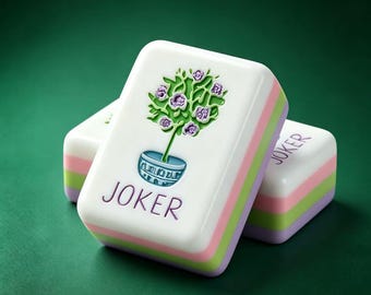 Personalized American Mahjong | 4-layer lavender gradient acrylic, 160 hand-painted floral tiles, home & holiday gift