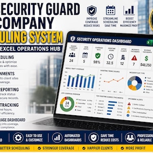 Security Company Management Spreadsheet | Guard Scheduling Dashboard | Client Coverage Tracker | Security Operations Excel