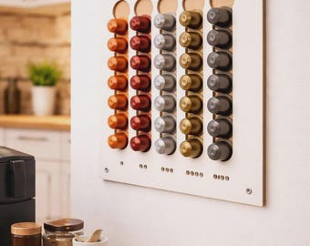 Soporte para cápsulas de café SVG | Organizador de cápsulas de café cortado a láser | Soporte de pared para cápsulas Nespresso | Archivo láser CNC | Descarga instantánea
