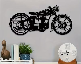 SVG de motocicleta vintage | Arte mural retro de metal y madera para motociclistas
