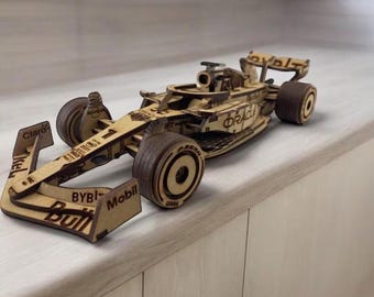 Modelo 3D de coche de fórmula SVG de 3 mm: descarga digital vectorial de coche de carreras cortado con láser