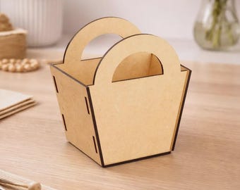 Cesta de dulces SVG | Archivo de corte láser para cesta de Pascua | Cesta de regalo de madera | Soporte para dulces SVG | Cesta cortada con láser
