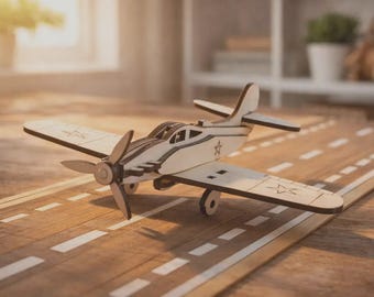 Rompecabezas de modelo de avión de 3 mm SVG cortado con láser, kit de avión con detalles grabados