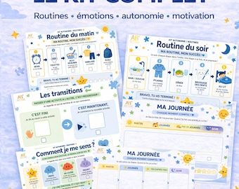 Kit Routine Enfant TSA PDF | Autonomie, Émotions, Pictogrammes & Supports Visuels | Routine Matin Soir | Téléchargement Instantané