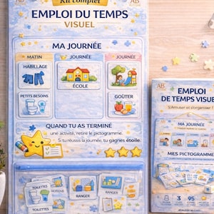 Puede incluir: Un kit de horario visual para niños con autismo, con un gráfico grande con iconos de actividades diarias y un folleto más pequeño. El gráfico principal tiene secciones para actividades de la mañana, el día y la tarde.