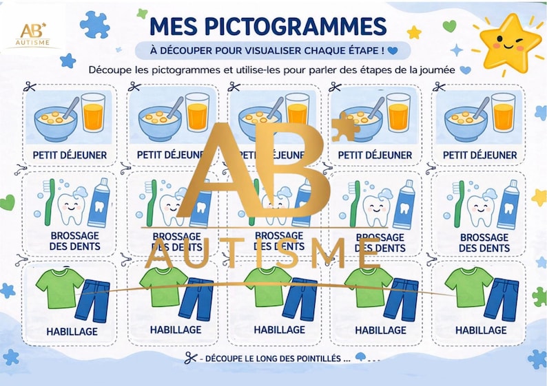 Kit complet Emploi du Temps Visuel TSA | Routine Enfant Autiste ...