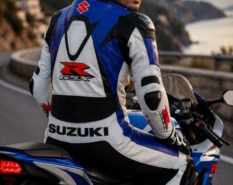 GSXR Style Leather Motorcycle Racing Suit: One-Piece Sportbike Biker Gear