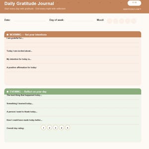 Daily Gratitude Journal | Mindfulness Planner, Affirmations Log (A4 PDF Download)