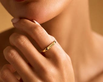 Personalized Custom Name Ring, Dainty Name Ring, Engraved Ring, Name Jewelry, 14K Solid Gold Name Ring, Ring for Women, Gift For Her