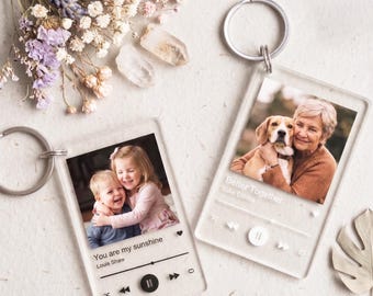 Custom Photo Acrylic Keychain: Personalized Music Plaque Keepsake Gift