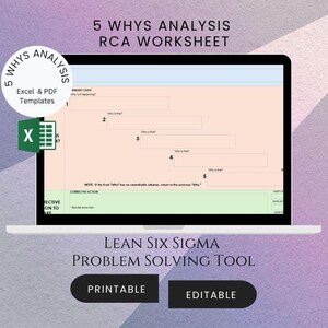5 Whys Analysis | RCA Worksheet | Lean Six Sigma Problem Solving Tool