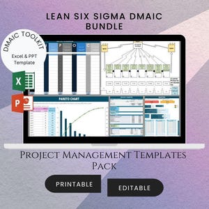 Paquete Lean Six Sigma DMAIC / Kit de herramientas para la mejora de la calidad / Paquete de plantillas para la gestión de proyectos