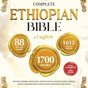 Op de afbeelding: De Complete Ethiopische Bijbel in het Engels, geïllustreerd. Bevat 88 gedrukte boeken, 1612 digitale boeken en in totaal 1700 boeken. Inclusief audioboek en videoles. Uitgegeven door Solomon's Gate Press.