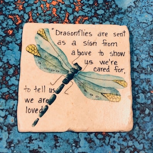 Personalized Hand-painted Dragonfly Painting on A Stone Tile, Gift For A Dragonfly Lover,Fine Art.