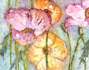 Poppy Watercolor Painting,Fine Art