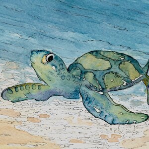 Sea Turtle Watercolor, FineArt, Print, Giclee image 9