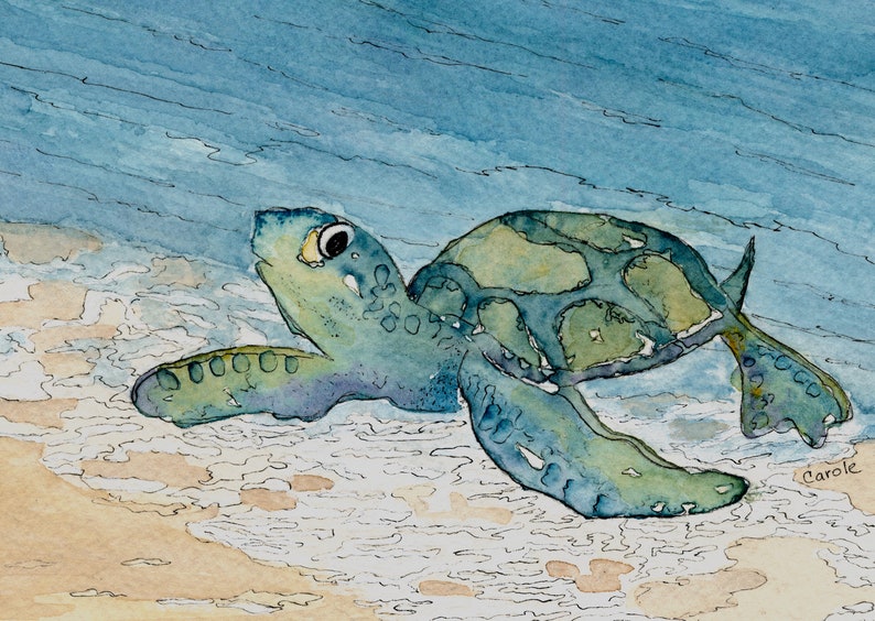 Sea Turtle Watercolor, FineArt, Print, Giclee image 9