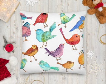 Songbird Premium Watercolor Art Pillow.