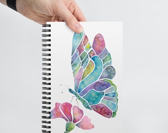 Watercolor Butterfly Spiral notebook