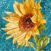 Sunflower-Watercolor Batik Painting, Carole's Studio Prints,Sunflower Wall Art 