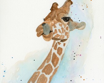 Giraffe Watercolor Painting: Fine Art Giclée Print
