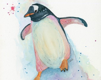 Penguin Watercolor Painting* Nature Art*Fine Wall Art*
