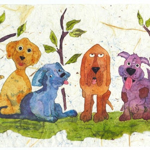 Watercolor Batik Dogs, Dog Nursery Wall Art, Watercolor paintings, Watercolor Dogs,