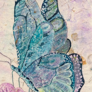 Blue Butterfly Watercolor Batik Painting, Fine Art, image 9