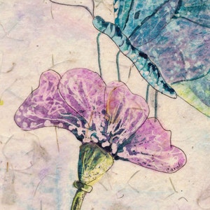 Blue Butterfly Watercolor Batik Painting, Fine Art, image 5