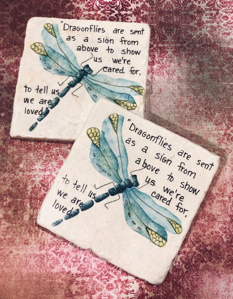 Personalized Hand-painted Dragonfly Painting on A Stone Tile, Gift For A Dragonfly Lover,Fine Art. image 4