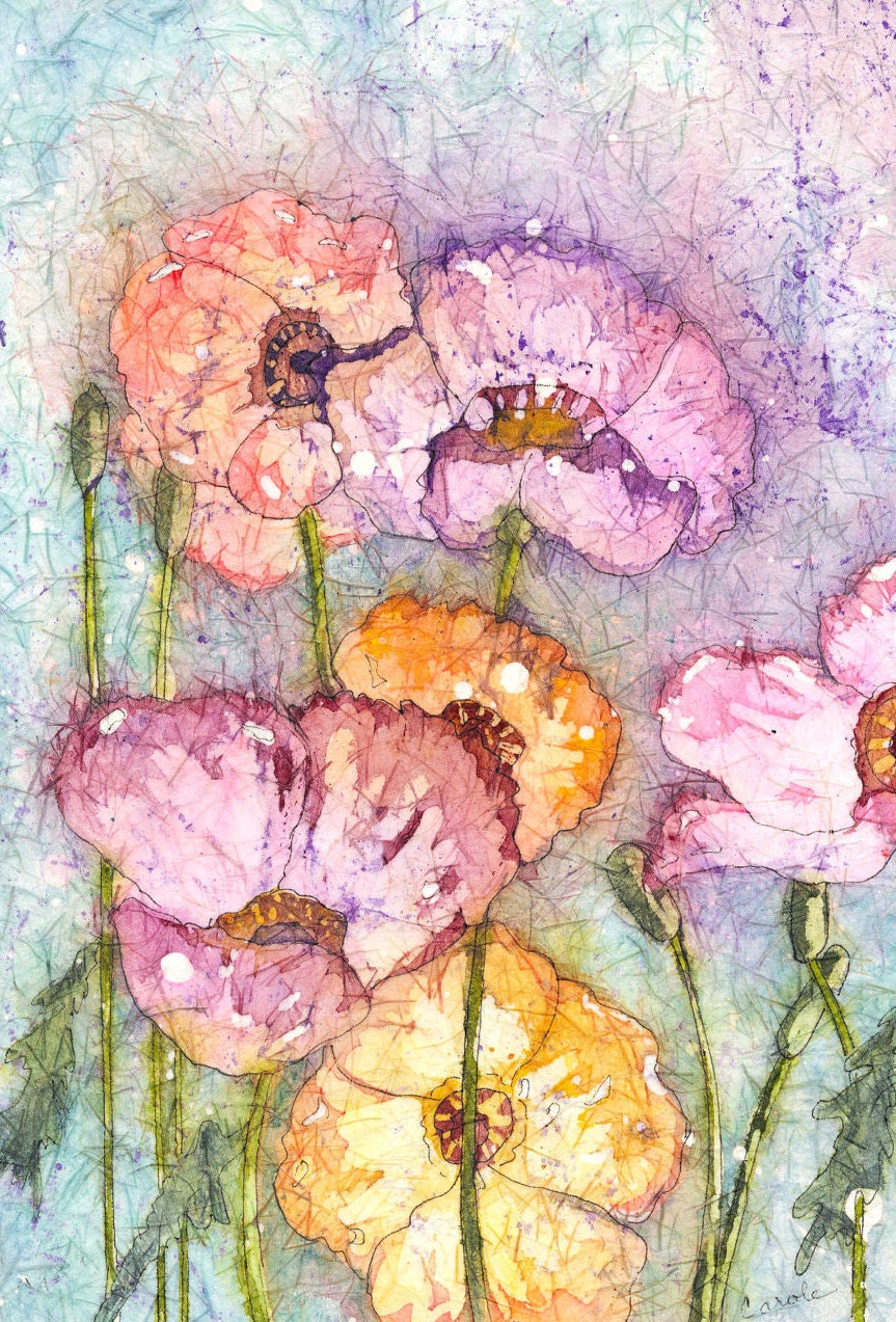 Poppy Watercolor Painting,Fine Art