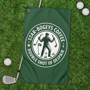 Starbucks Coffee Parodi Rolig Golfhandduk, Grön Star-Bogeys Mikrofiberväska Tillbehör Golfare Gåva