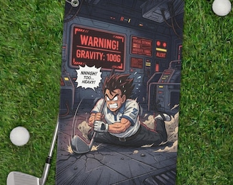 Anime Gravity Training Golf Towel, Vegeta Inspired Saiyan Men Birthday Golfer Gift Bag Accessory
