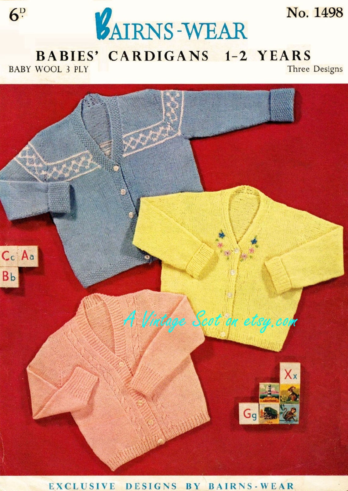 Toddler Cardigans 3 Styles for Ages 1 to 2 Years Bairnswear Etsy