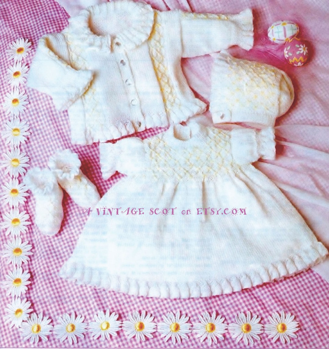 Premature Baby Dress Jacket and Bootees in DK 8ply Etsy UK