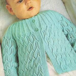Baby Matinee  Jacket  in 4 ply for sizes 18  - 22  ins - Coats 3095  - PDF of a Vintage Knitting Pattern Instant Download