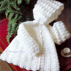 Baby 4ply  Hooded Coat / Jacket / Sweater for sizes 16 to - 20 ins - PDF of Vintage Crochet Baby Patterns