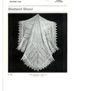 Vintage pdf Knitting Pattern Templetons 106 Shetland Shawl - 2 ply / fingering   Baby Shawl