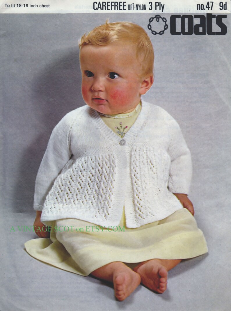 Beautiful Classic Baby Matinee Jacket for 3 ply yarn sizes Etsy